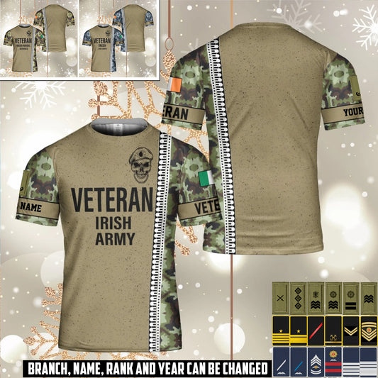 Personalized Ireland Soldier/Veteran Camo with Name and Rank T-Shirt All Over Printed - 17526240