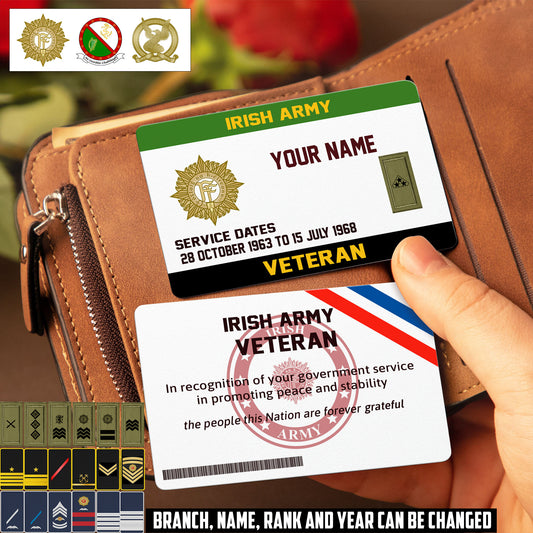 Personalized Ireland Soldier/ Veteran With Rank, Name And Year Aluminum Wallet Card - 17479584