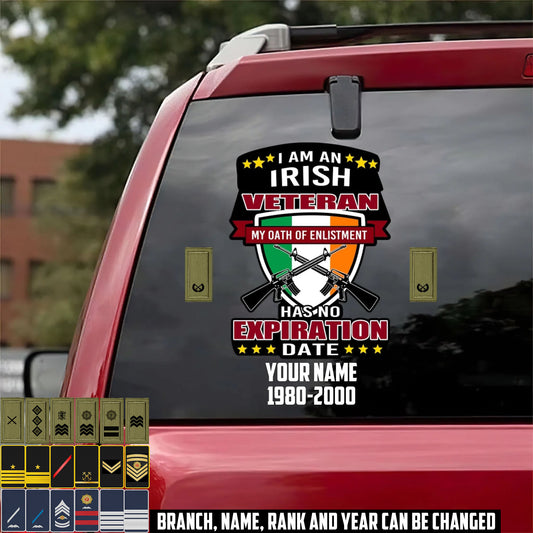 Personalized Name Rank And Year Ireland Veteran/Soldier Car Decal Printed - 17489952