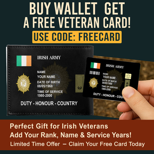 Personalized Ireland Soldier/ Veteran With Rank, Name And Year Leather Wallet - 17525376