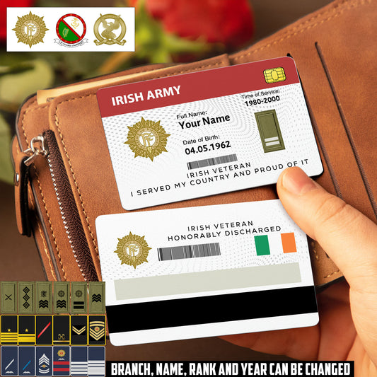 Personalized Ireland Soldier/ Veteran With Rank, Name And Year Aluminum Wallet Card - 17502912