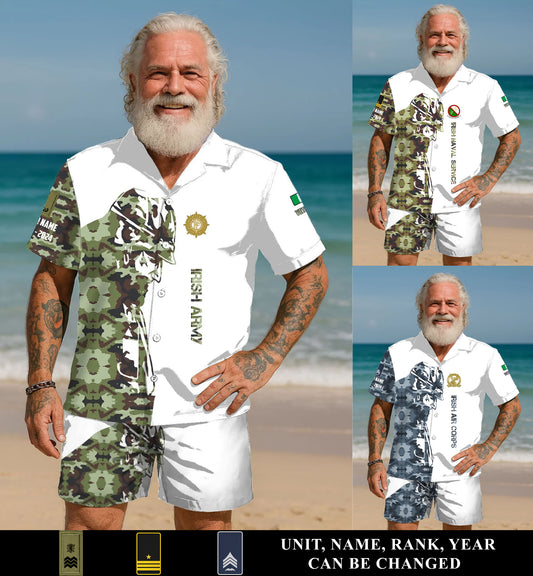 Personalized Ireland Soldier/ Veteran Camo With Rank, Name And Year Combo Hawaii Shirt + Short 3D Printed - 17262720