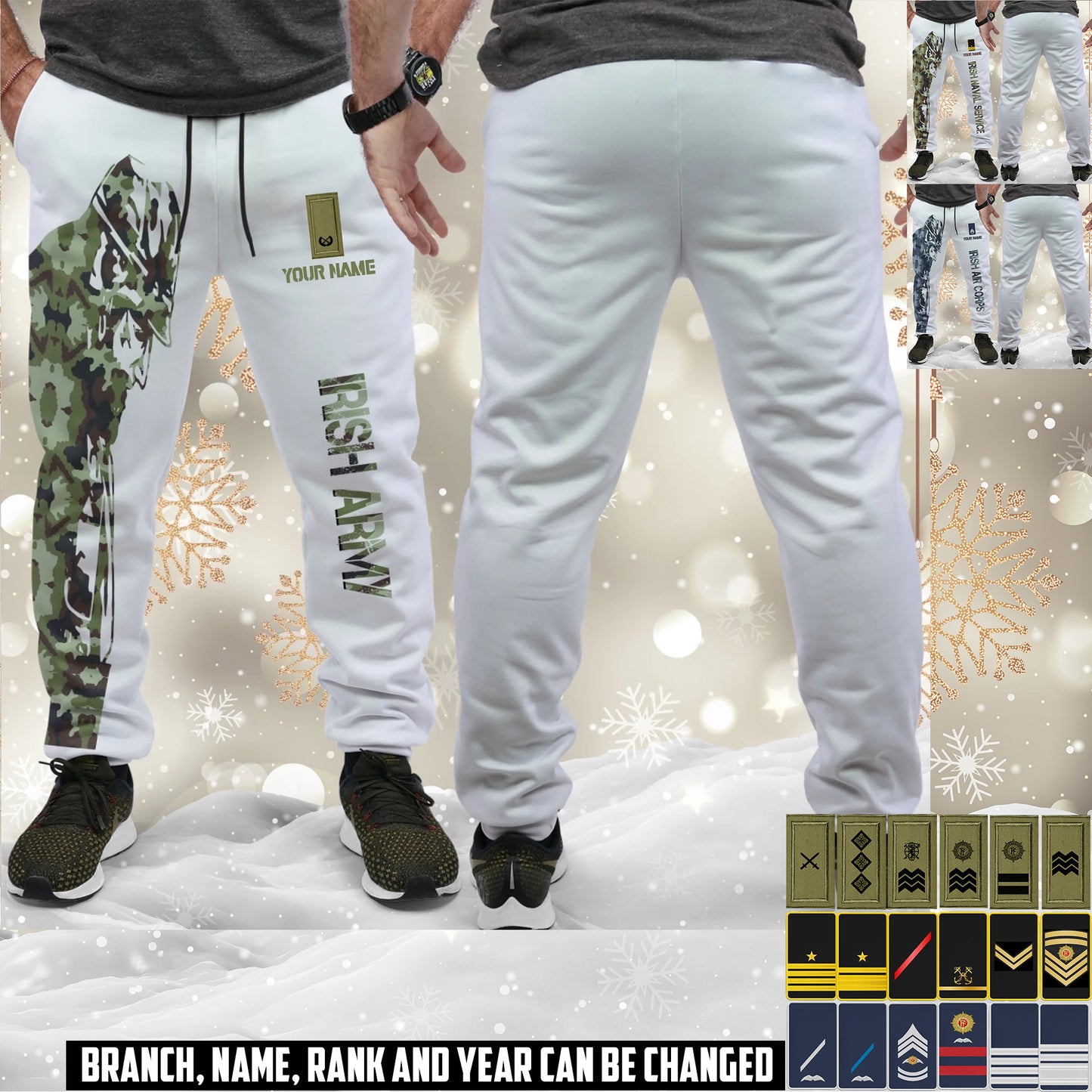 Personalized Ireland Soldier/ Veteran With Name And Rank Unisex Jogger - 17594496
