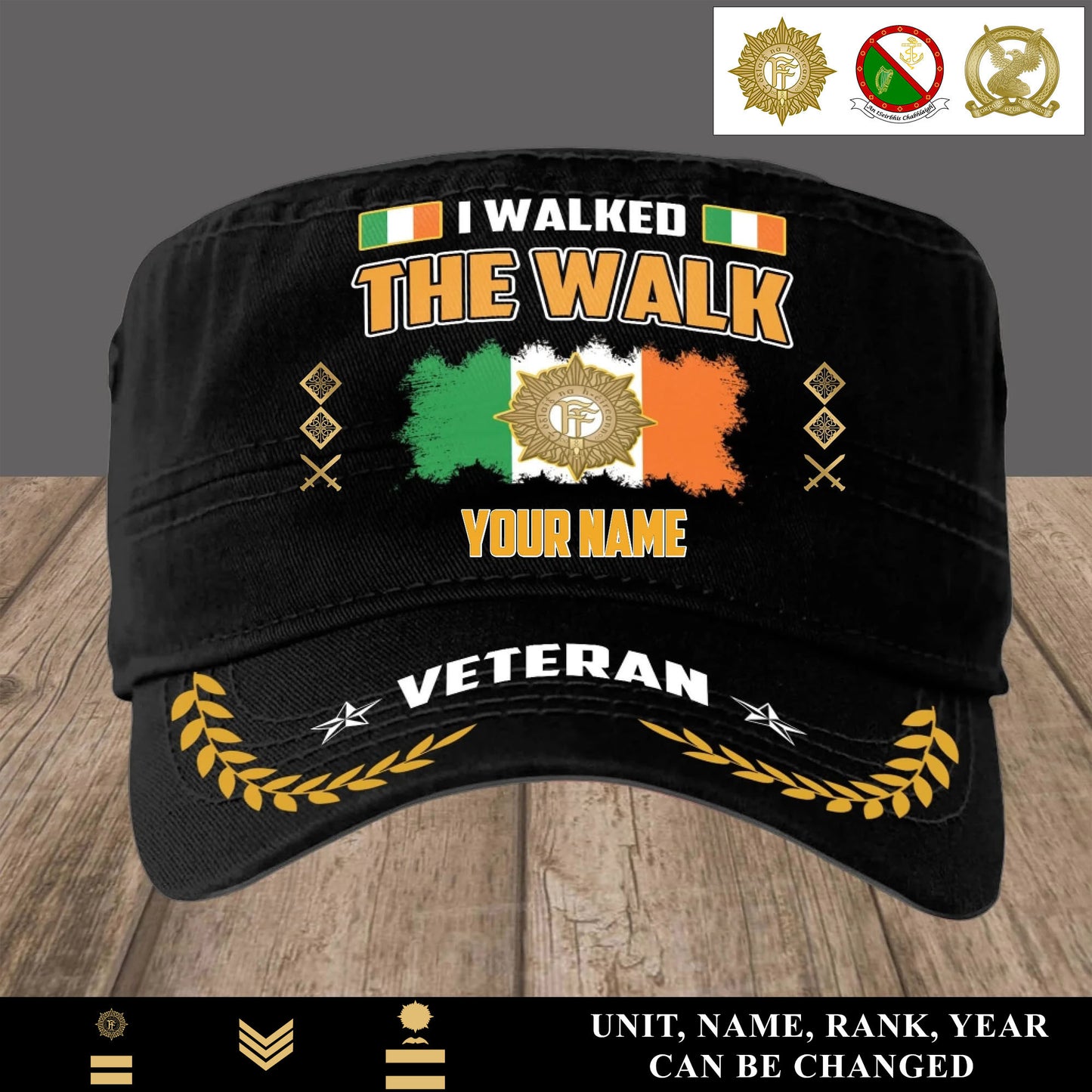 Personalized Ireland Soldier/ Veteran With Name And Rank Military Cap - 17500320