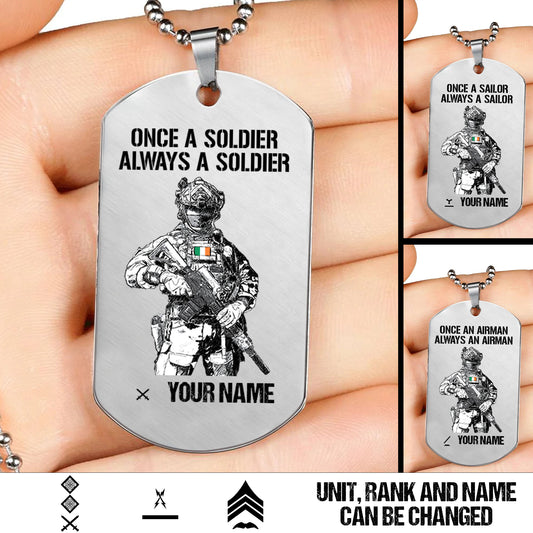 Personalized Ireland Soldier/Veteran with Rank And Name Dog Tag Necklace - 17478720