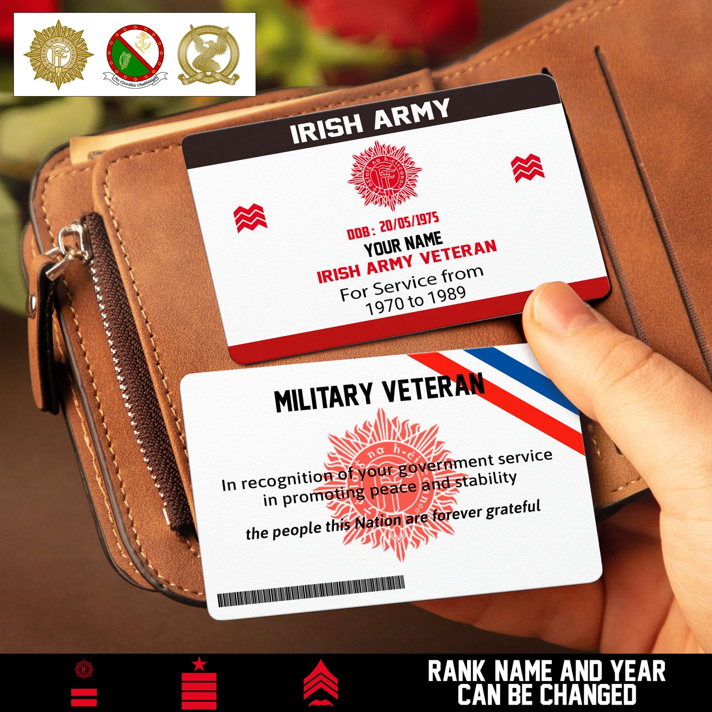 Personalized Ireland Soldier/ Veteran With Rank, Name And Year Aluminum Wallet Card - 17471808