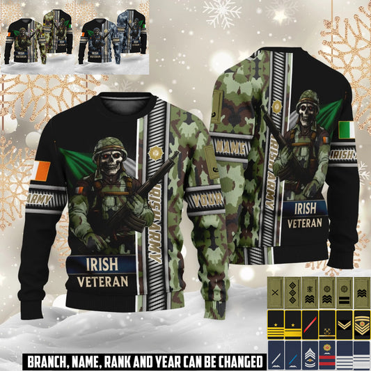 Personalized Ireland Soldier/Veteran Camo with Name and Rank Ugly Sweater All Over Printed - 17616960