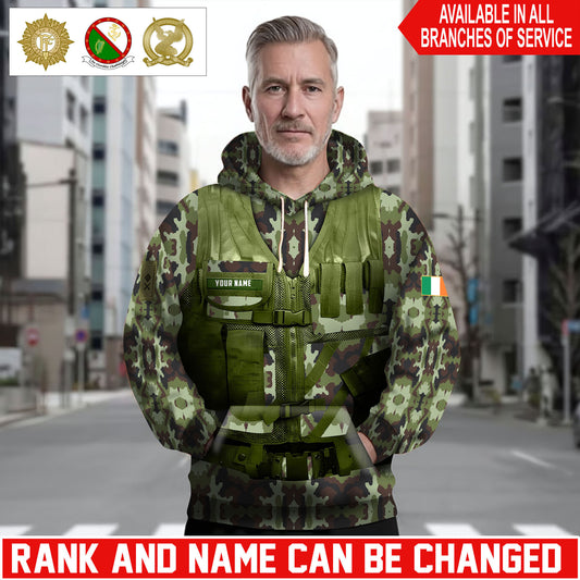 Personalized Ireland Soldier/Veteran Camo with Name and Rank Hoodie Sweater All Over Printed - 17625600