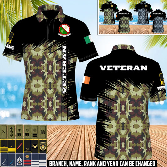Personalized Ireland Soldier/Veteran Camo with Rank And Name POLO All Over Printed - 17476992