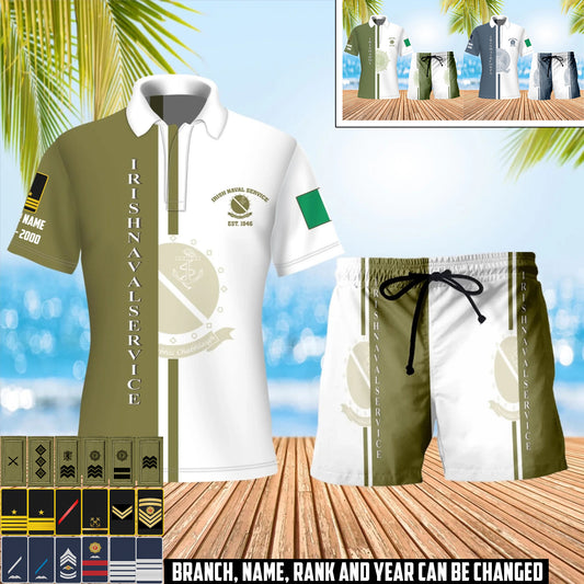 Personalized Ireland Soldier/Veteran with Rank, Year And Name Combo Polo + Short - 17466624