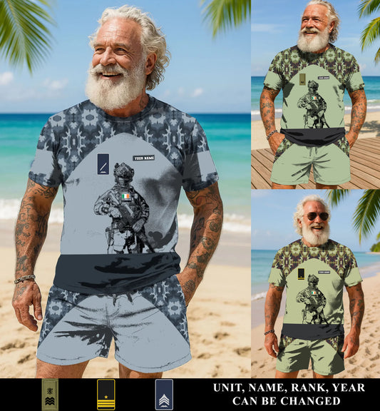 Personalized Ireland Soldier/ Veteran Camo With Name And Rank Combo T-Shirt + Short 3D Printed  - 17108064