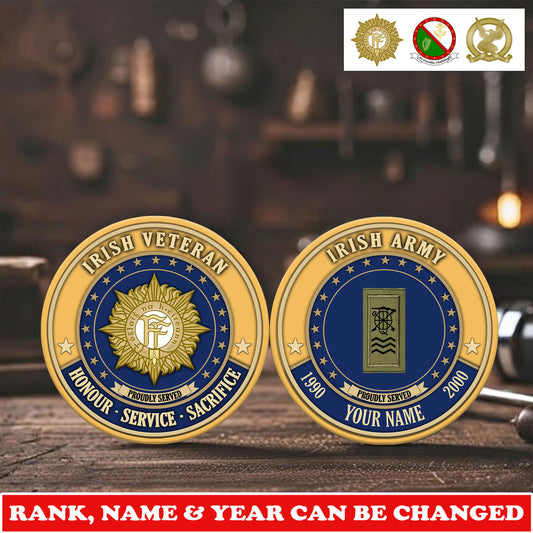 Personalized Ireland Veteran/ Soldier With Rank, Name And Year Challenge Coin - 17729280