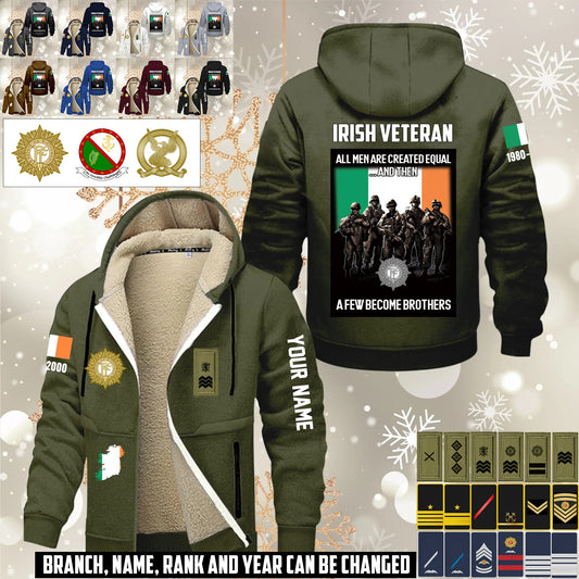 Personalized Ireland Soldier/ Veteran With Name, Year And Rank Hoodie Zip Velvet Coat - 17636832