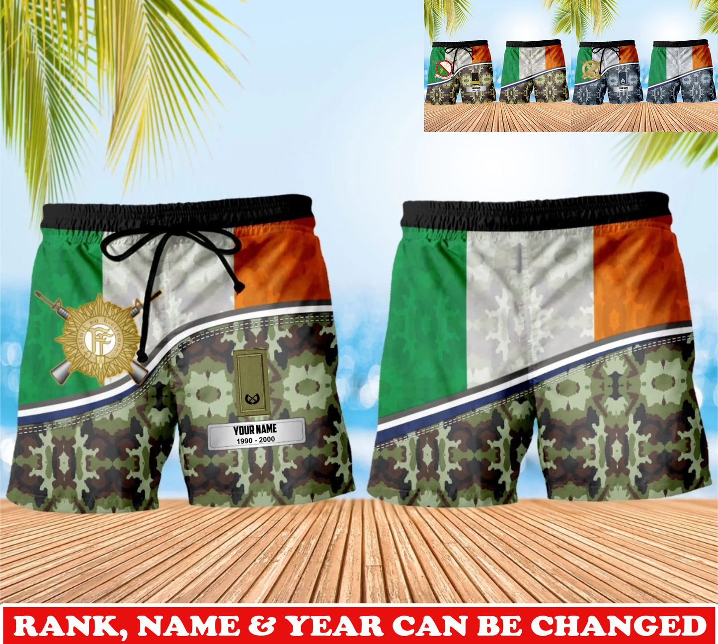 Personalized Ireland Soldier/Veteran Camo with Rank, Name & Year Short All Over Printed - 17740512