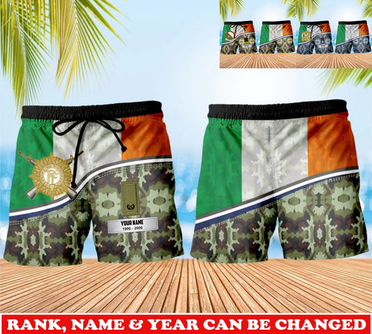 Personalized Ireland Soldier/Veteran Camo with Rank, Name & Year Short All Over Printed - 17740512