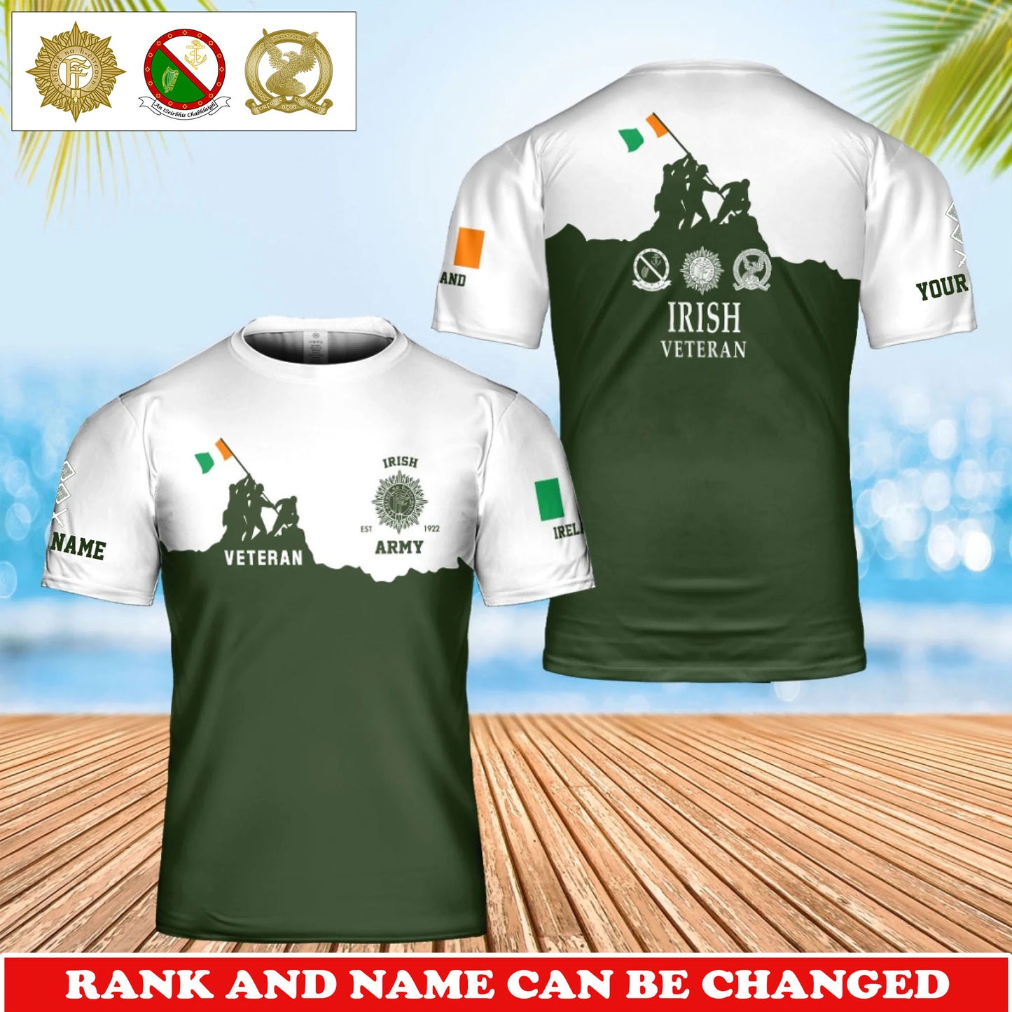 Personalized Ireland Soldier/Veteran Camo with Rank and Name T-Shirt All Over Printed - 17746560