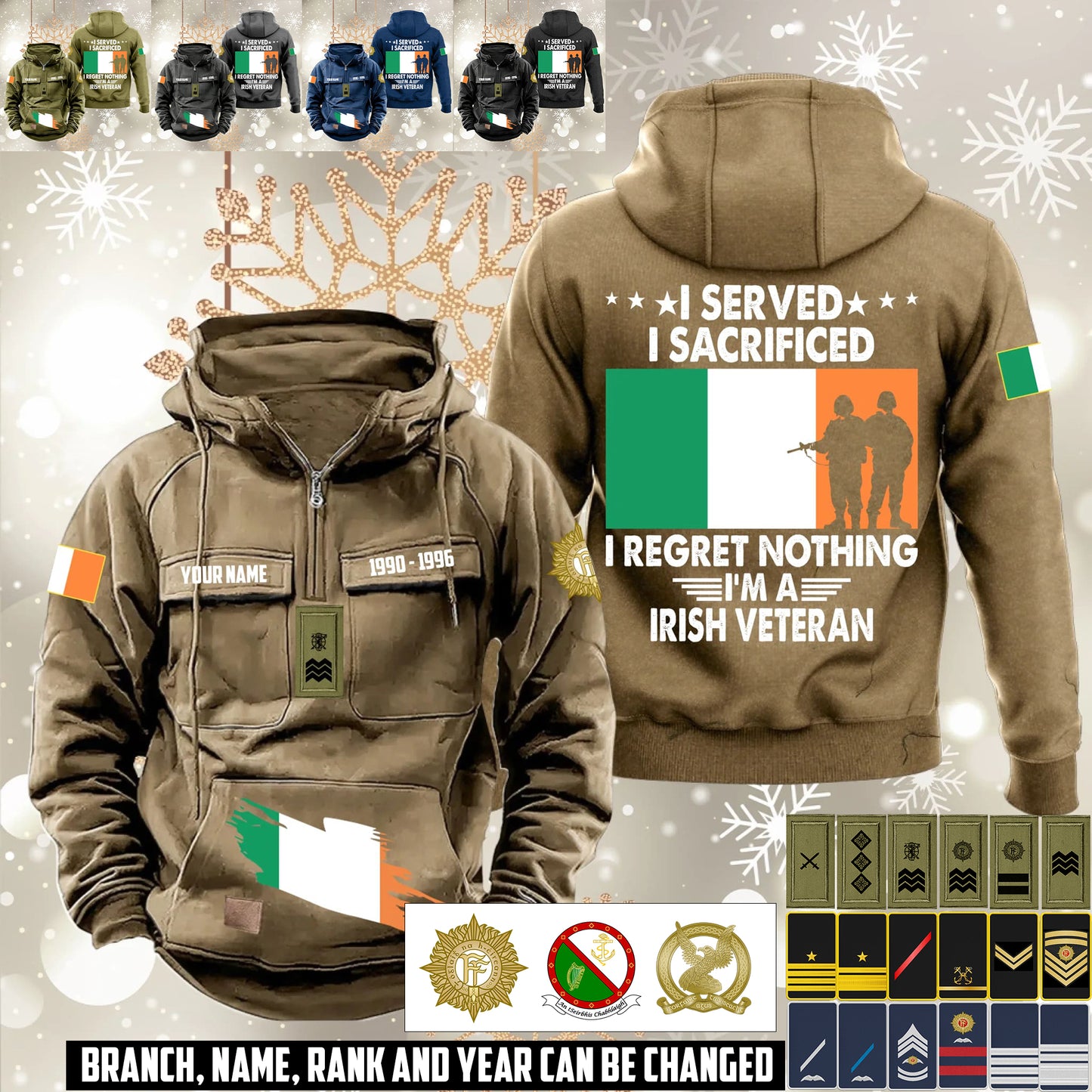 Personalized Ireland Soldier/Veteran Vintage Hoodie All Over Printed - 17560800