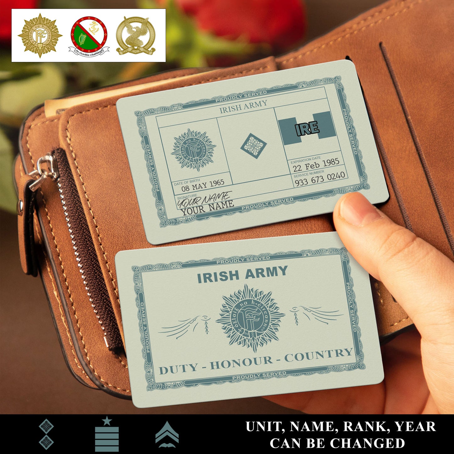 Personalized Ireland Soldier/ Veteran With Rank, Name And Year Aluminum Wallet Card - 17513280