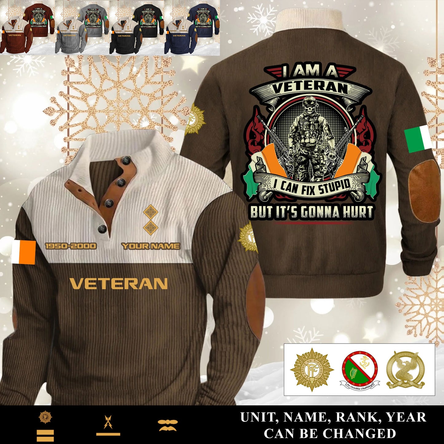Personalized Ireland Soldier/ Veteran With Name, Year And Rank Sports Sweatshirt - 17554752