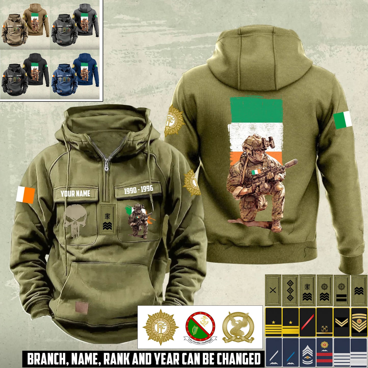 Personalized Ireland Soldier/Veteran Vintage Hoodie All Over Printed - 17487360