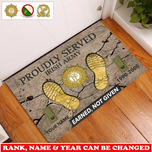 Personalized Ireland Soldier/ Veteran Camo With Rank, Name and Year Doormat 3D Printed - 17747424