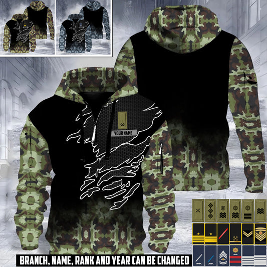 Personalized Ireland Soldier/ Veteran With Rank And Name 3D Half-zip Hoodie - 17514144