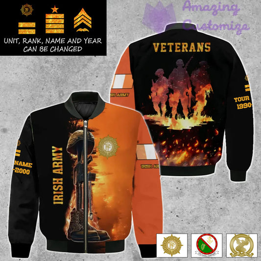 Personalized Ireland Soldier/Veteran Camo with Name, Rank And Year Bomber All Over Printed - 17284320