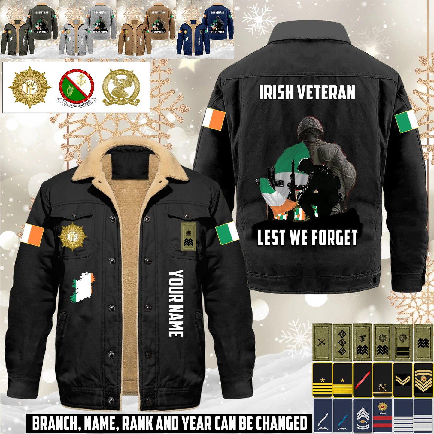Personalized Ireland Soldier/ Veteran With Name And Rank Cargo Fleece Jacket - 17635968