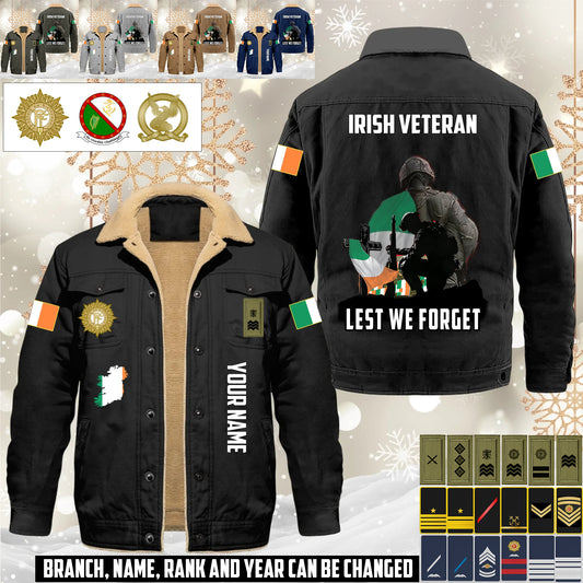 Personalized Ireland Soldier/ Veteran With Name And Rank Cargo Fleece Jacket - 17635968