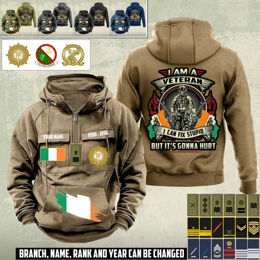 Personalized Ireland Soldier/Veteran Vintage Hoodie All Over Printed - 17544384
