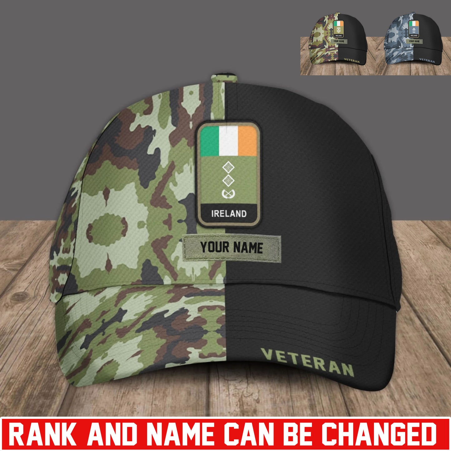 Personalized Rank And Name Ireland Soldier/Veterans Baseball Cap - 17734464