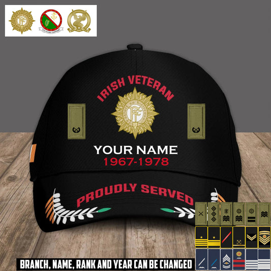Personalized Rank, Year And Name Ireland Soldier/Veterans Baseball Cap - 17540064