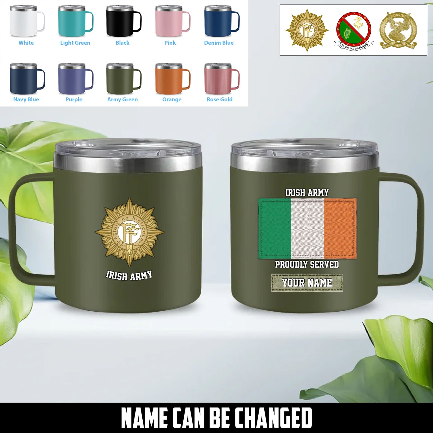 Personalized Ireland Soldier/ Veteran With Name  Stainless Steel Coffee Mug Printed - 1761177602