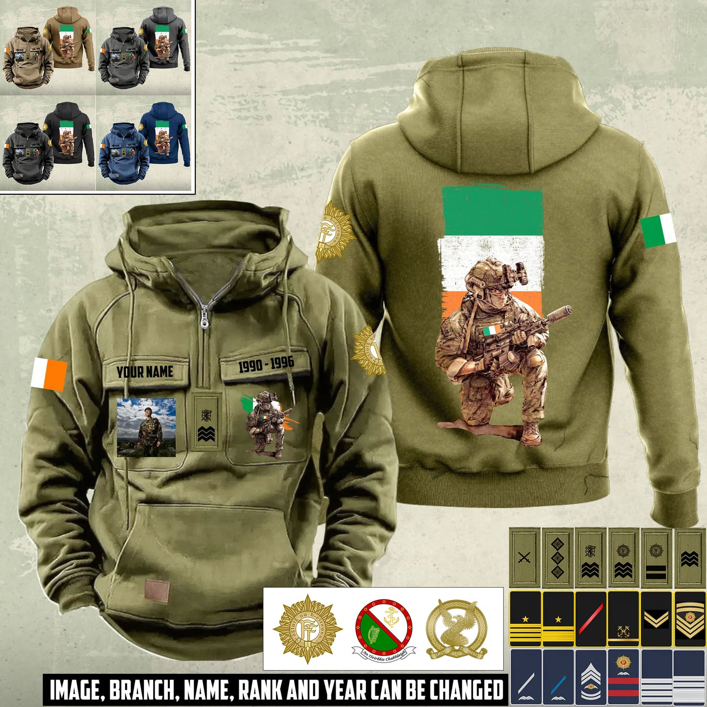 Personalized Ireland Soldier/Veteran Vintage Hoodie All Over Printed - 17499456