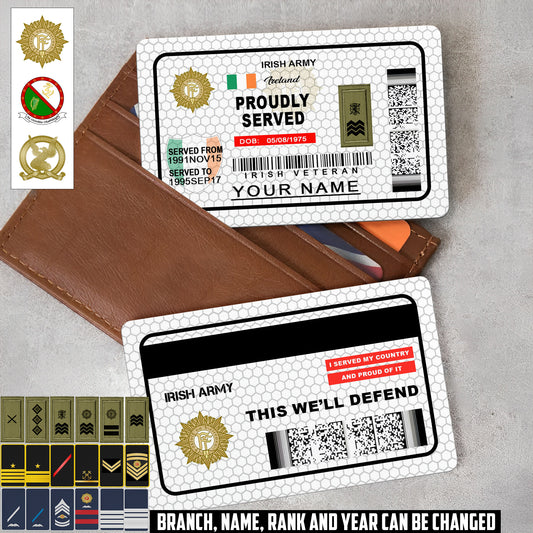 Personalized Ireland Soldier/ Veteran With Rank, Name And Year Aluminum Wallet Card - 17470944