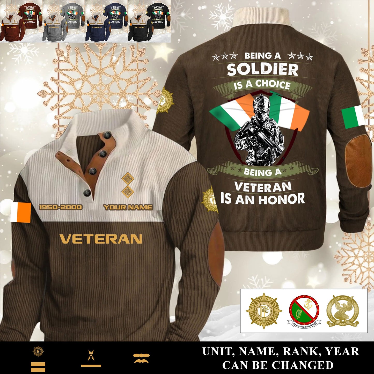 Personalized Ireland Soldier/ Veteran With Name, Year And Rank Sports Sweatshirt - 17565120