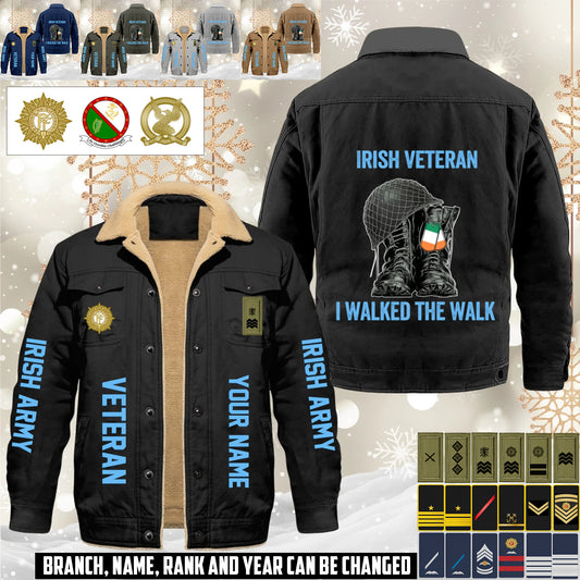 Personalized Ireland Soldier/ Veteran With Name And Rank Cargo Fleece Jacket - 17593632