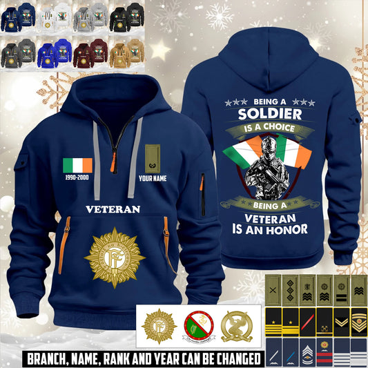 Personalized Ireland Soldier/ Veteran With Name, Year And Rank Zip Hoodie Multicolor - 17563392