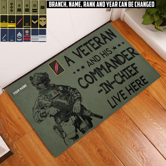 Personalized Ireland Soldier/ Veteran Camo With Name And Rank Doormat 3D Printed - 17438112