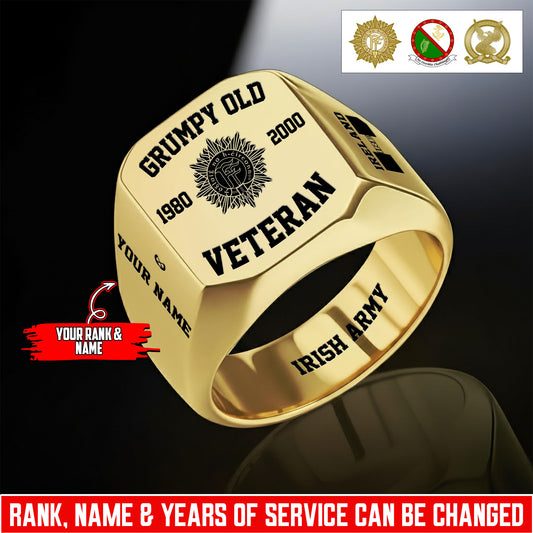Personalized Ireland Soldier/Veteran with Name, Year and Rank Engraved Men’s Ring - 17640288