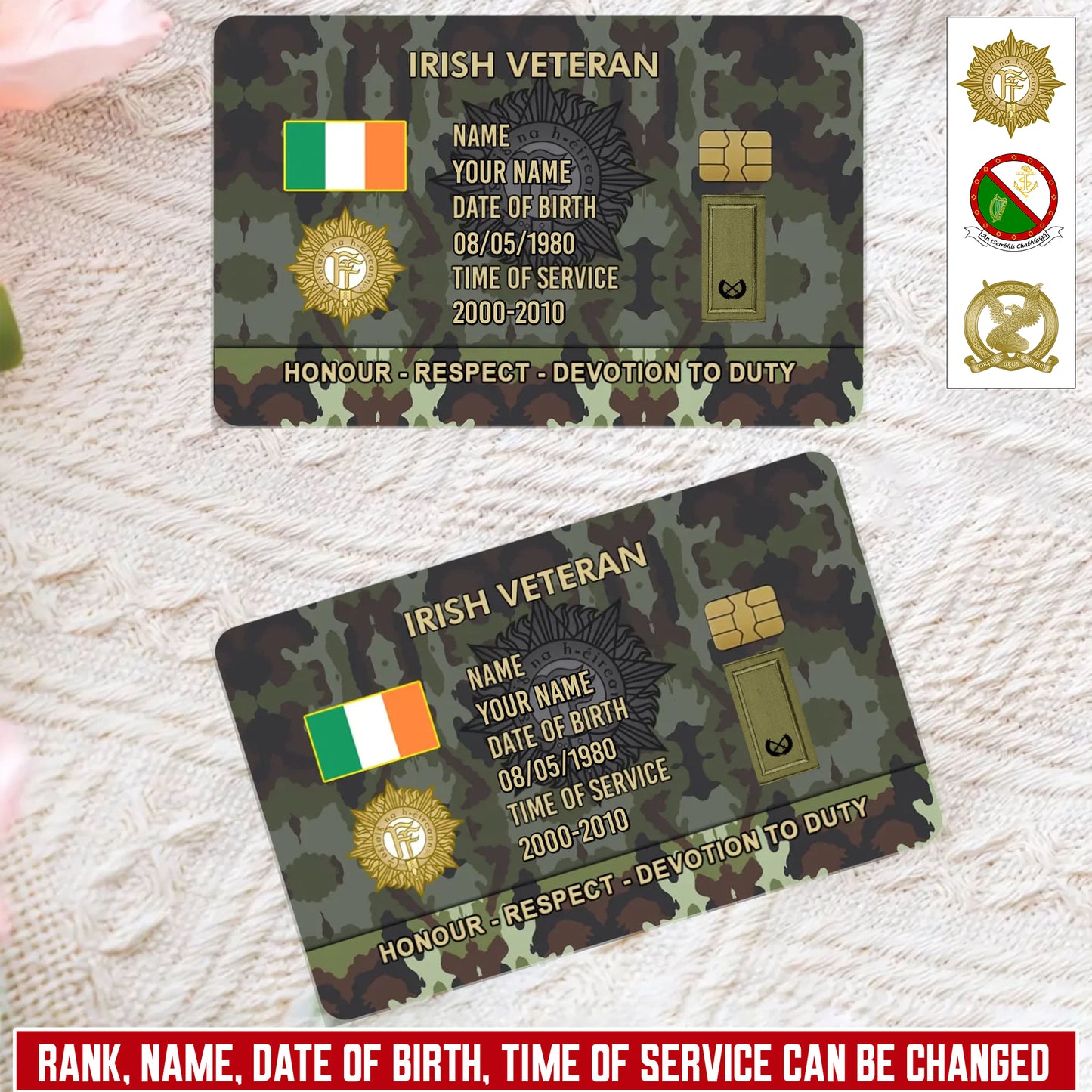 Personalized Ireland Soldier/ Veteran With Rank, Name And Year Aluminum Wallet Card - 17637696