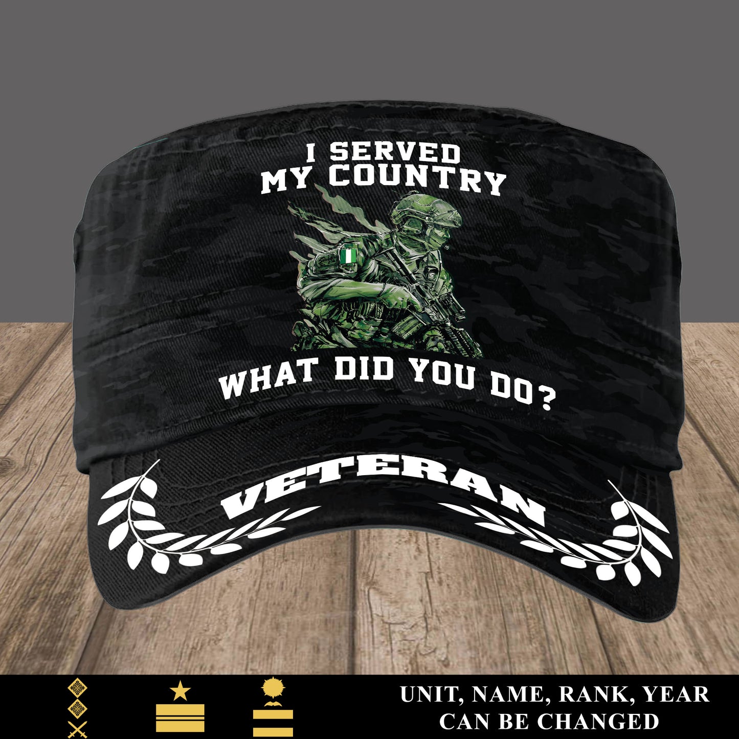 Personalized Ireland Soldier/ Veteran With Name, Year And Rank Military Cap -17496000