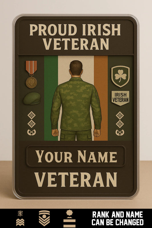 Personalized Ireland Soldier/ Veteran With Rank And Name Custom Shape Acrylic Plaque - 17472672
