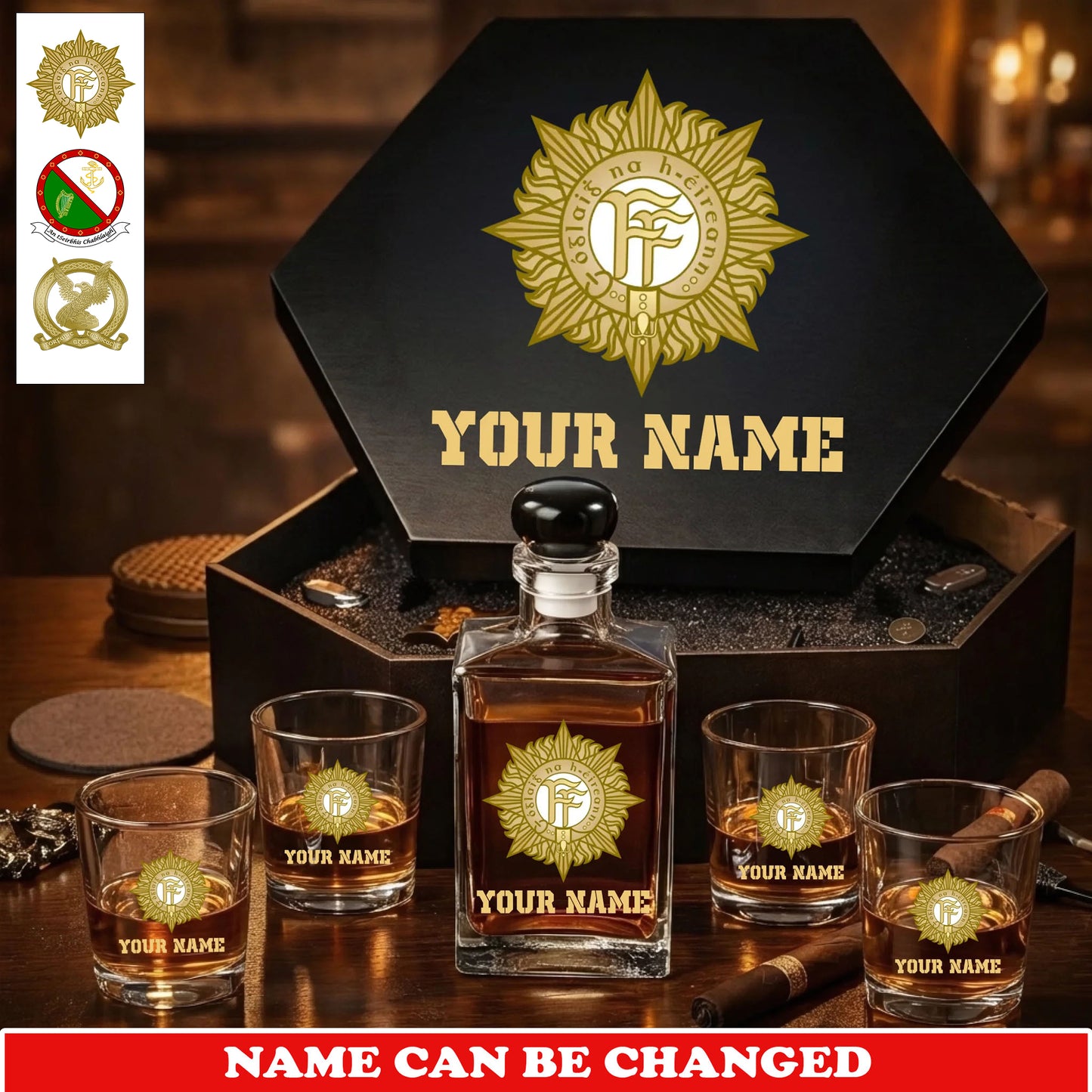 Personalized Ireland Soldier/ Veteran Premium Whiskey Decanter Set – Personalized Gift Box - 17749152