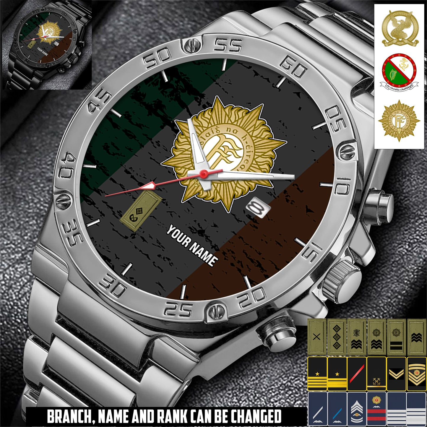 Personalized Ireland Soldier/ Veteran With Name And Year Gentleman Stainless Steel Watch - 17559072