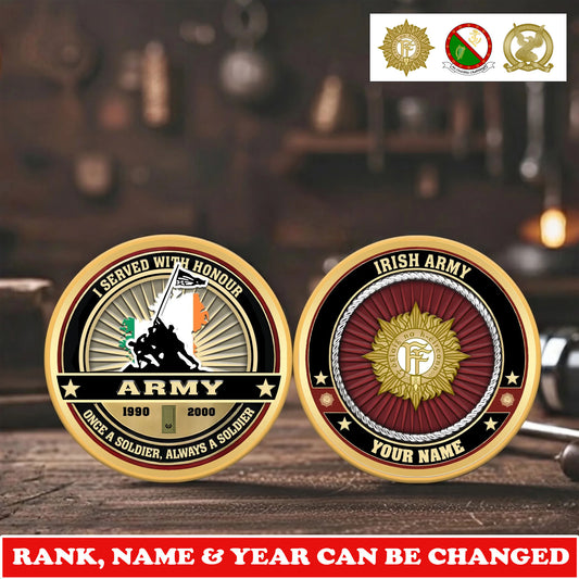 Personalized Ireland Veteran/ Soldier With Rank, Name And Year Challenge Coin - 17732736