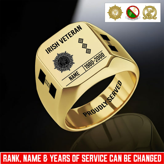 Personalized Ireland Soldier/Veteran with Name, Year and Rank Engraved Men’s Ring - 17635104