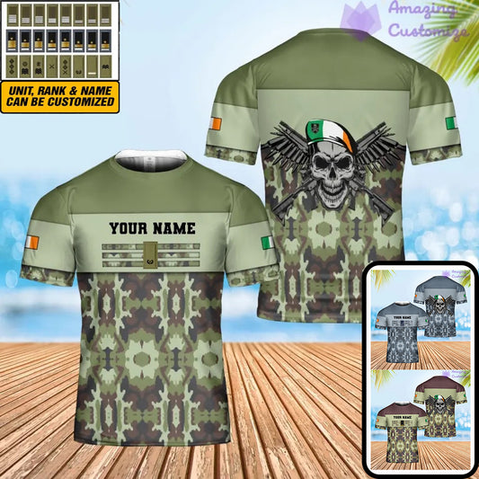 Personalized Ireland Soldier/ Veteran Camo With Name And Rank T-shirt 3D Printed  - 0602240001