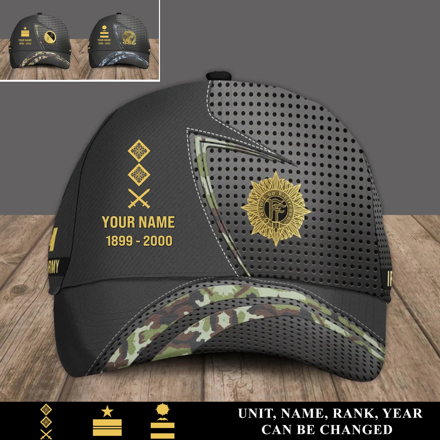 Personalized Rank, Year And Name Ireland Soldier/Veterans Baseball Cap - 17418240