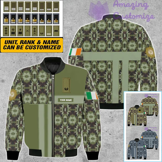 Personalized Ireland Soldier/ Veteran Camo With Name And Rank Bomber Jacket 3D Printed  - 07052401QA
